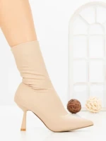 Botine cu Toc Subtire H-1 BEIGE | STEPHAN