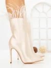 Botine cu Toc Subtire C-269 BEIGE | STEPHAN
