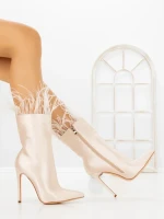 Botine cu Toc Subtire C-269 BEIGE | STEPHAN
