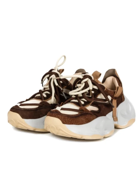 Pantofi Sport Dama din piele naturala 2586 CREAM-COFFEE | FRANCO GERARDO