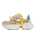 Pantofi Sport Dama din piele naturala 2586 CREAM-LIGHT GREEN | FRANCO GERARDO
