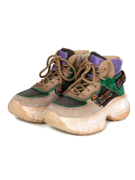 Pantofi Sport Dama din piele naturala HD7672 APRICOT-GREEN | ADVANCER