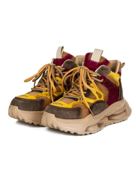 Pantofi Sport Dama din piele naturala H36839 KHAKI-YELLOW | ADVANCER