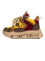 Pantofi Sport Dama din piele naturala H36839 KHAKI-YELLOW | ADVANCER