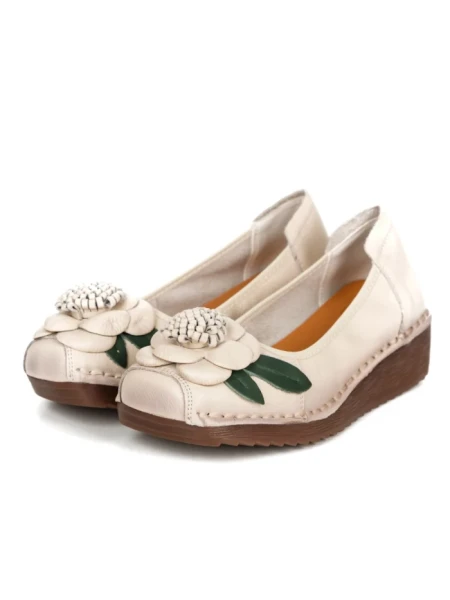 Pantofi Casual Dama din piele naturala F198 CREAM | FORMAZIONE