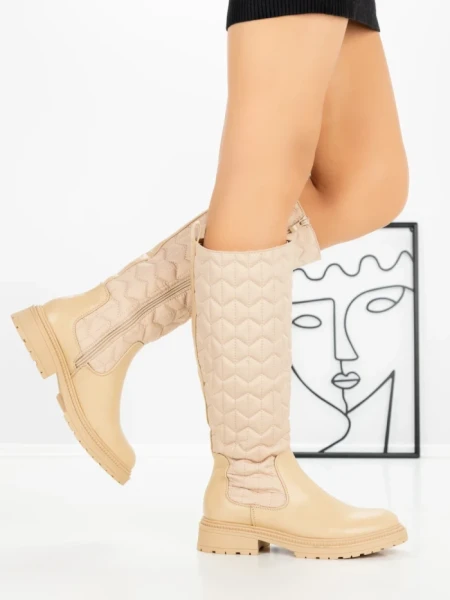 Cizme Dama cu talpa joasa 9155 BEIGE | CM