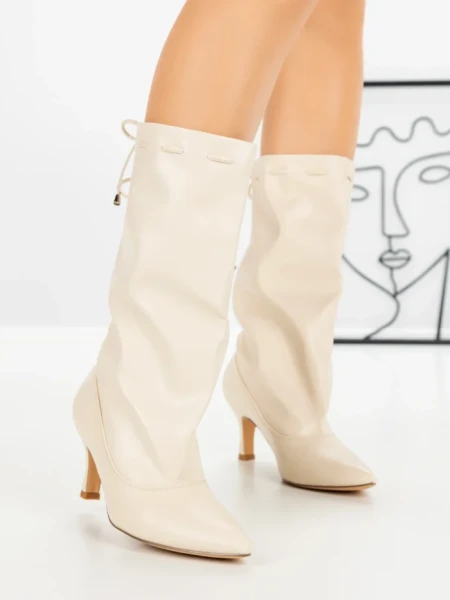 Botine cu Toc Subtire 77-306 BEIGE | CM