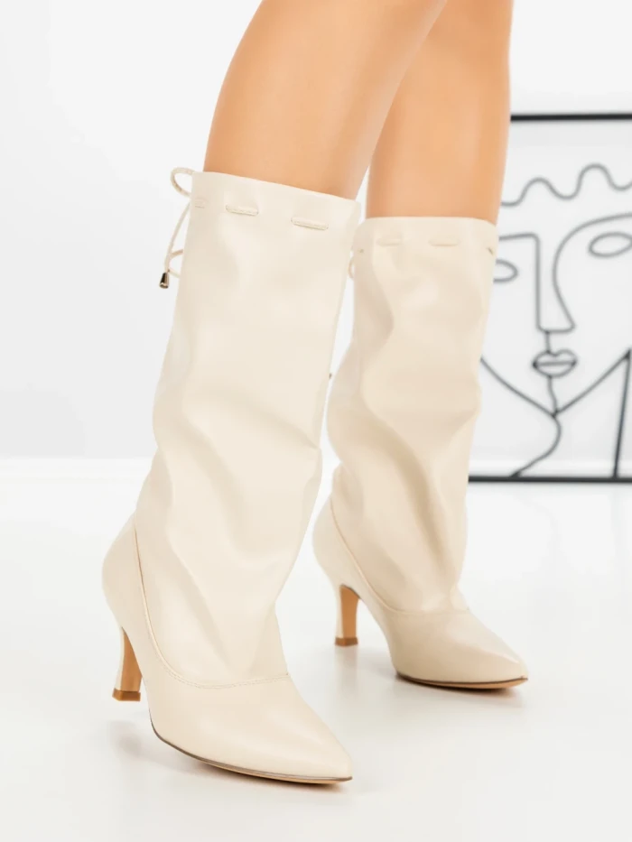 Botine cu Toc Subtire 77-306 BEIGE | CM