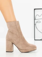 Botine cu Toc Gros 9131 TAUPE | CM