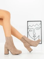 Botine cu Toc Gros 9131 TAUPE | CM