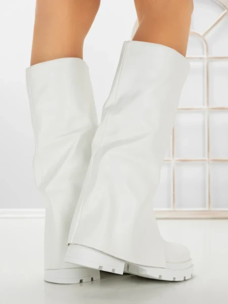 Cizme Dama cu talpa joasa LQ-35 WHITE | STEPHAN