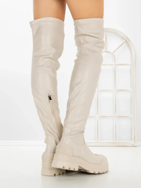 Cizme Dama cu talpa joasa C-201 BEIGE | STEPHAN