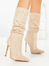 Botine cu Toc Subtire C-270 BEIGE | STEPHAN