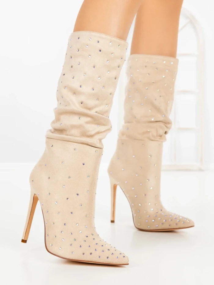 Botine cu Toc Subtire C-270 BEIGE | STEPHAN