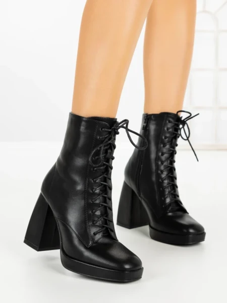 Botine cu Toc Gros 77-356 BLACK | CM