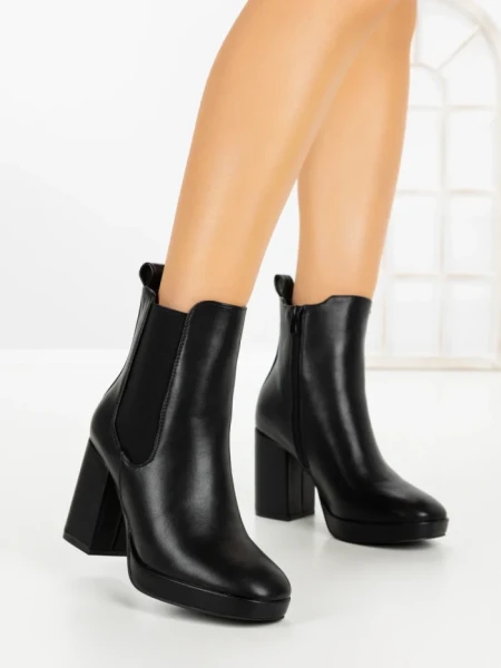 Botine cu Toc Gros 9128 BLACK | CM