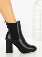 Botine cu Toc Gros 9128 BLACK | CM