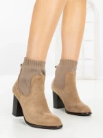 Botine cu Toc Gros 68192 KHAKI | CM