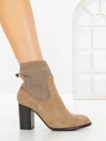Botine cu Toc Gros 68192 KHAKI | CM
