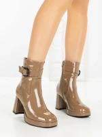 Botine cu Toc Gros 5730 KHAKI | SEASOND