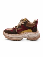 Pantofi Sport Dama din piele naturala HD7673 KHAKI-WINE | ADVANCER