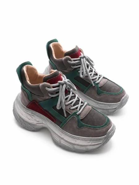 Pantofi Sport Dama din piele naturala HD7673 BROWN-GREEN | ADVANCER