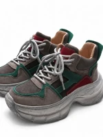 Pantofi Sport Dama din piele naturala HD7673 BROWN-GREEN | ADVANCER