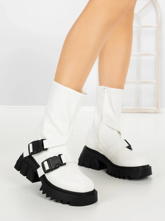 Ghete Dama cu Platforma YZ21-25 WHITE | H&D