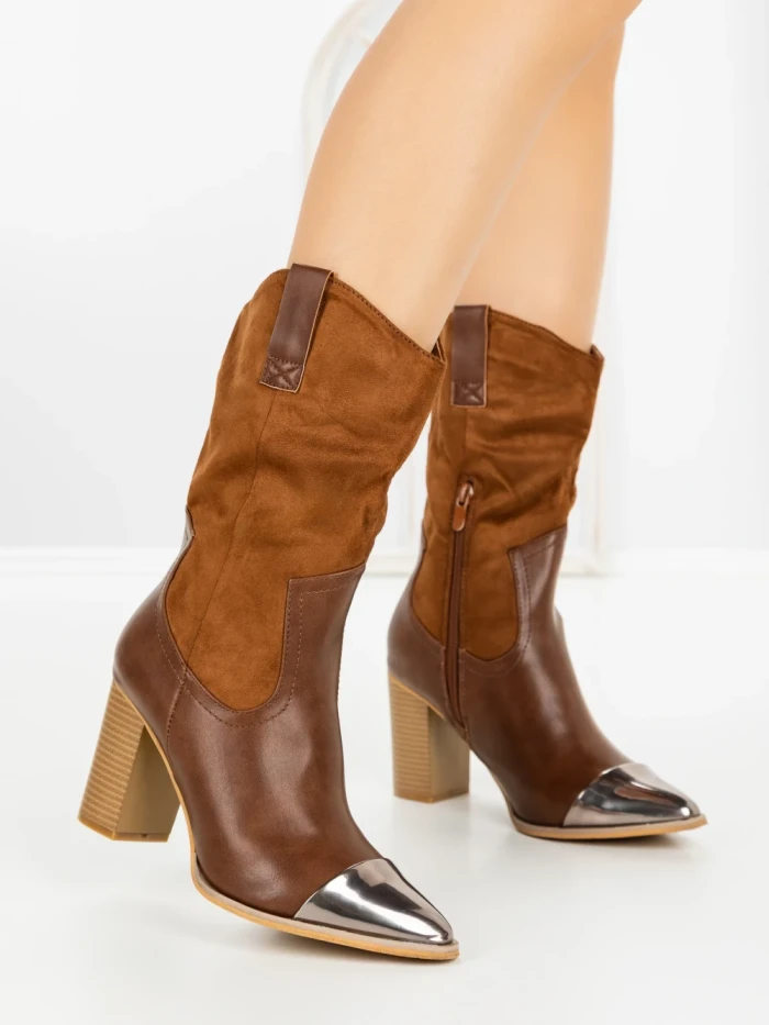 Botine cu Toc Gros 9964 CAMEL | SEASOND