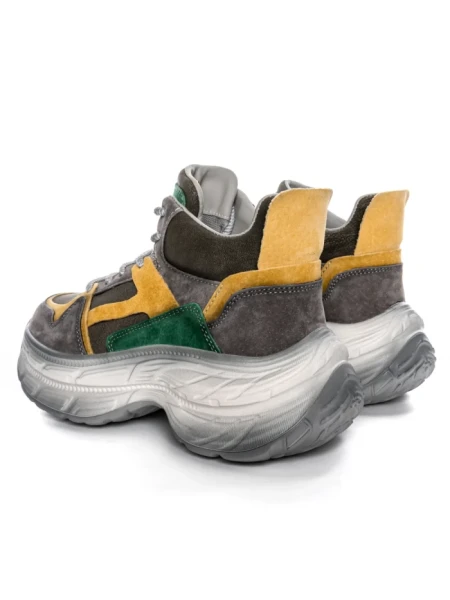 Pantofi Sport Dama din piele naturala HD7673 DARK GREEN-YELLOW | ADVANCER