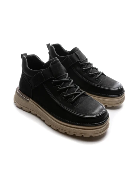 Ghete Barbati din piele naturala R028-1 BLACK | ADVANCER