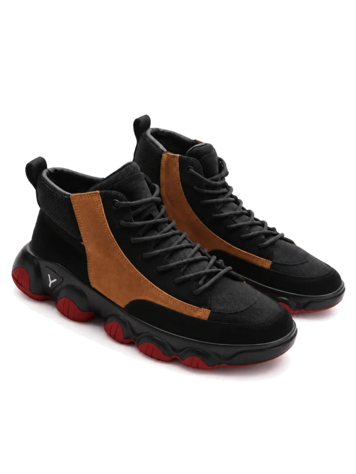 Ghete Barbati din piele naturala 1835 BLACK-YELLOW | ADVANCER