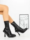 Botine cu Toc si Platforma J6156 BLACK | MIA SHOES