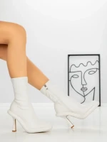 Botine cu Toc si Platforma J6156 WHITE | MIA SHOES