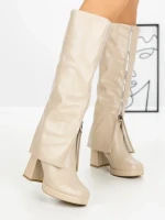 Cizme Dama cu Toc si Platforma QT07-12 BEIGE | BELLICY