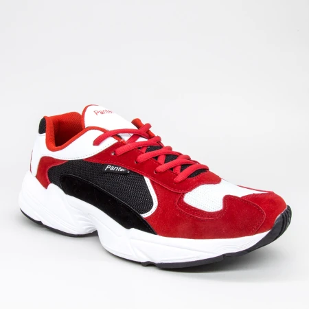 Pantofi Sport Barbati 076&B White-Red Panter