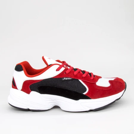 Pantofi Sport Barbati 076&B White-Red Panter