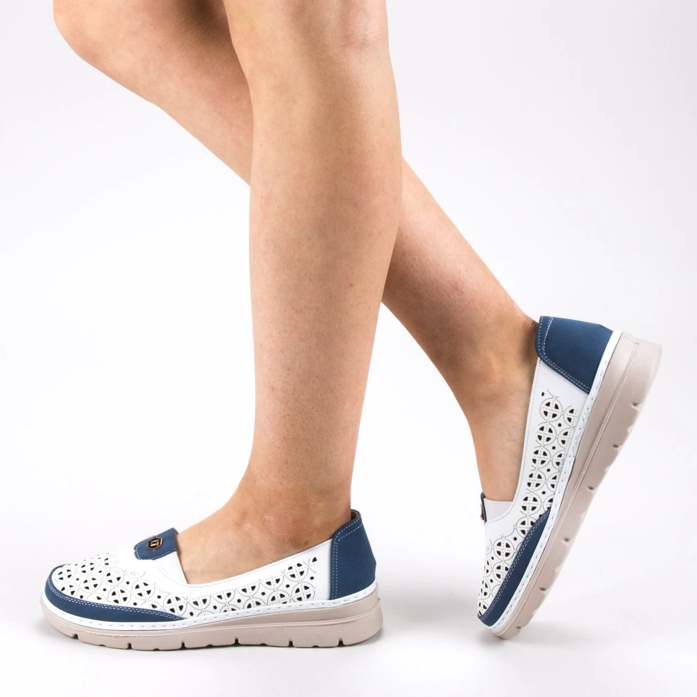 Pantofi casual dama s122 white-blue (089) ggm