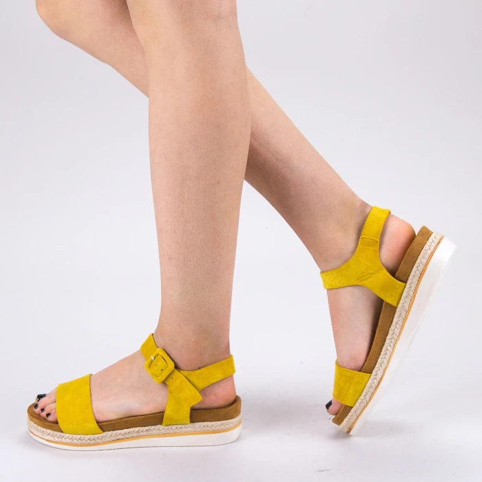 Sandale Dama cu Toc si Platforma WT63 Yellow Mei