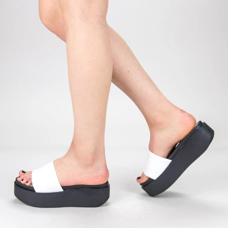 Papuci Dama cu Platforma TG17 White Mei