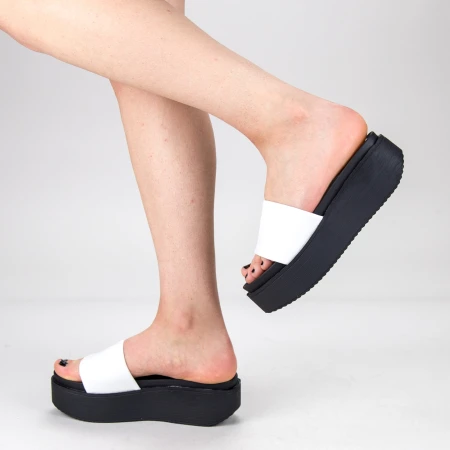 Papuci Dama cu Platforma TG17 White Mei