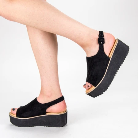 Sandale Dama cu Platforma 266-13 Black Mulanka