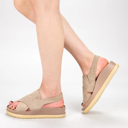 Sandale Dama cu Platforma G202 Beige Mulanka