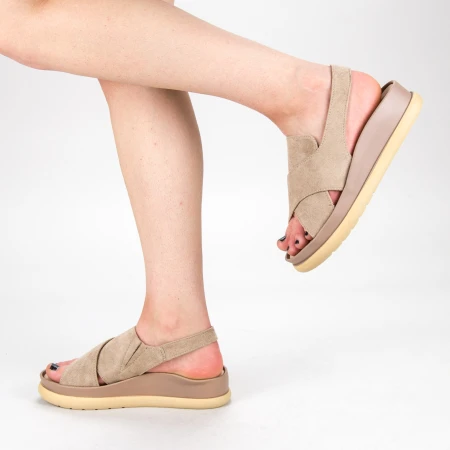 Sandale Dama cu Platforma G202 Beige Mulanka
