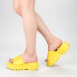 Papuci Dama cu Platforma G175 Yellow Mulanka