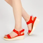 Sandale Dama cu Toc si Platforma QZL226 Red Mei