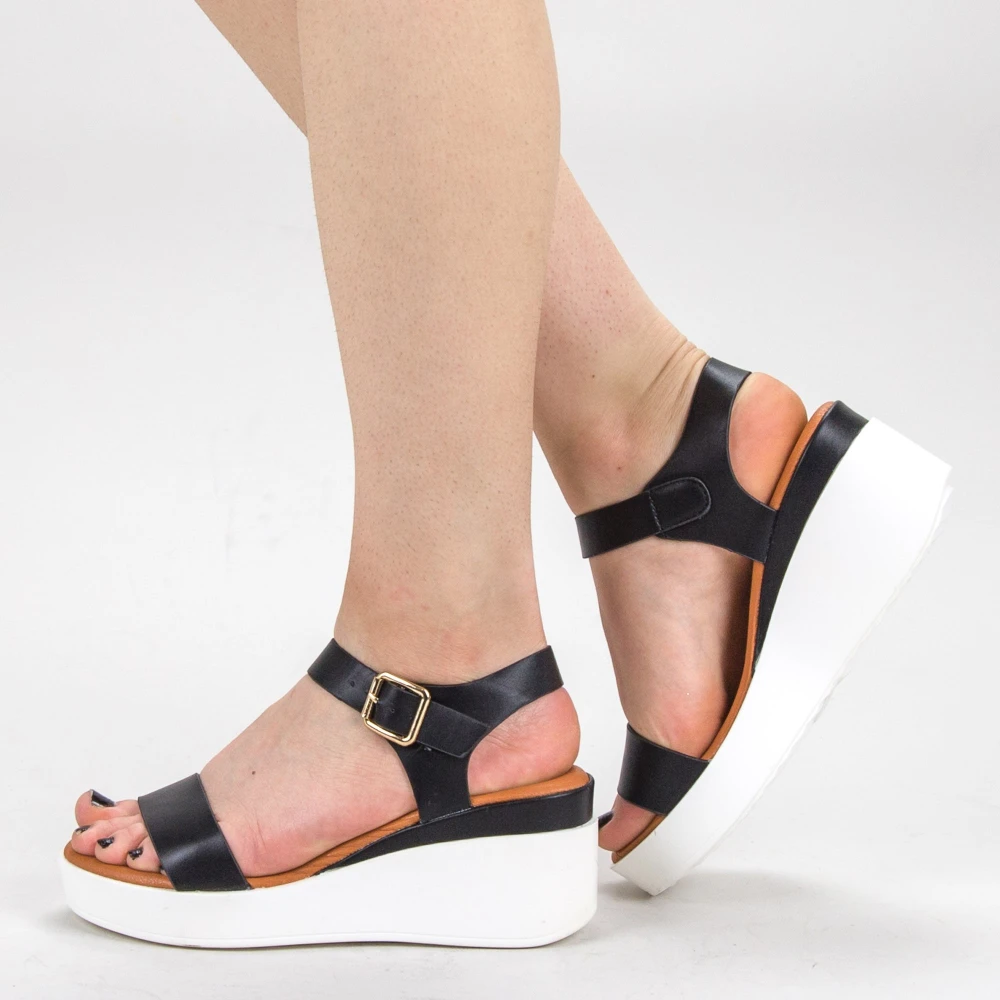 Sandale dama cu platforma qzl222 black (002) mei