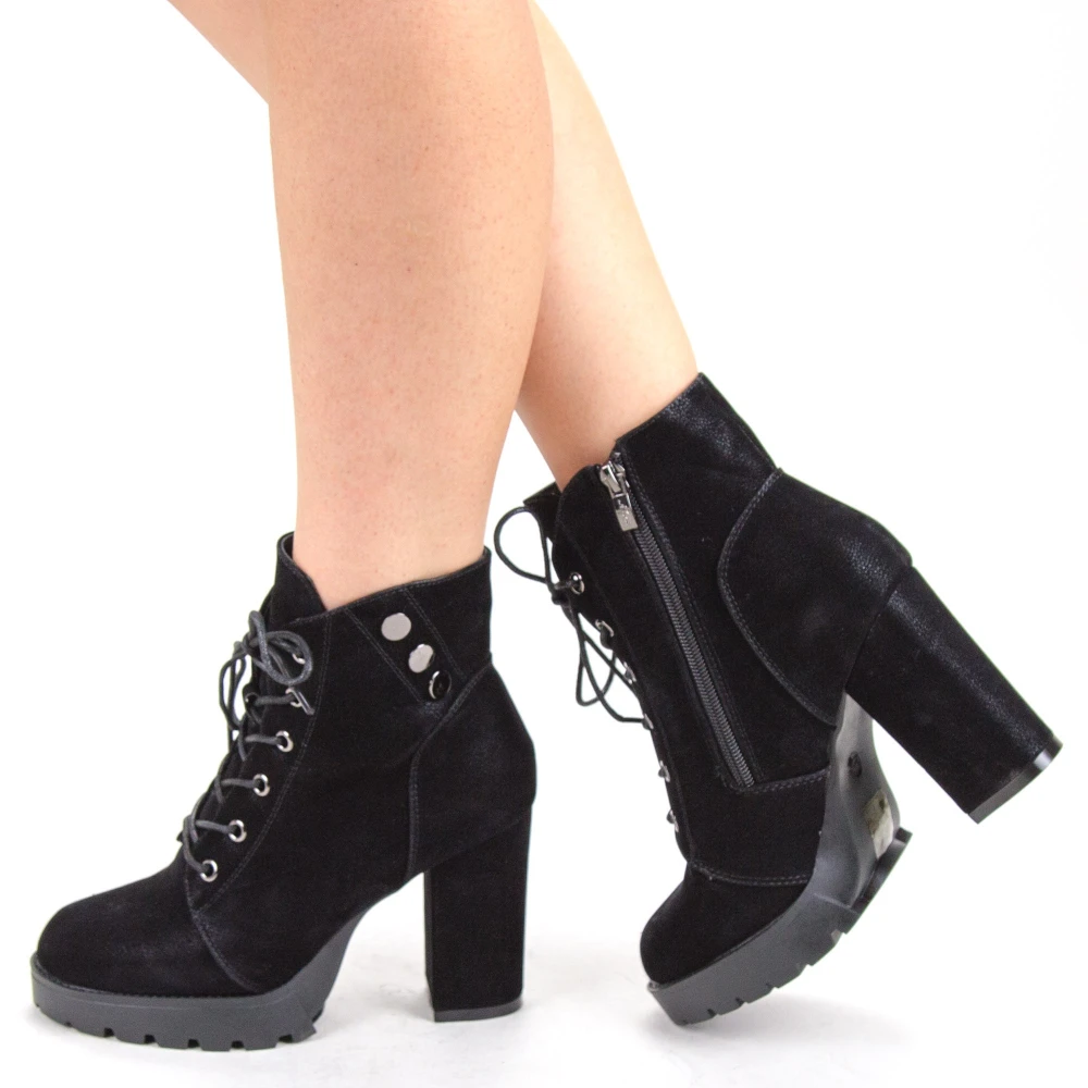 Botine dama cu toc mx87a black (050) mei