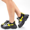 Pantofi Sport Dama cu Platforma 191 PSDP Black-yellow Sport Fashion