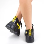 Pantofi Sport Dama cu Platforma 191 PSDP Black-yellow Sport Fashion